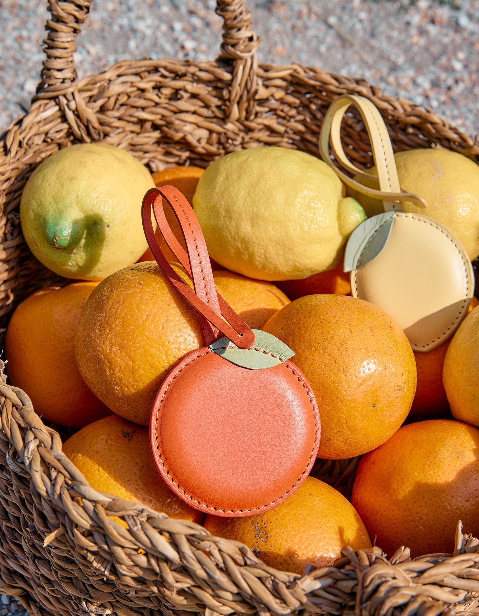 Orange Bag Charm - Tangerine Classic Leather