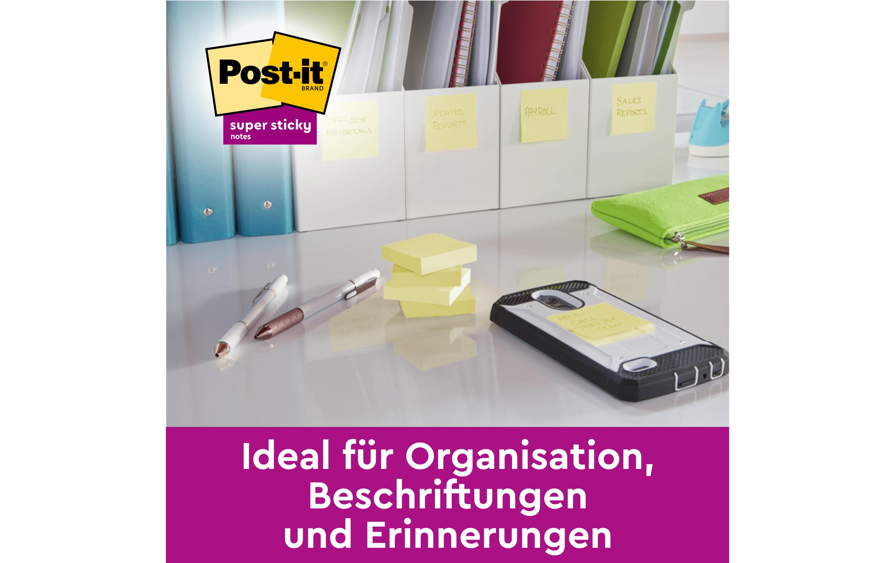 Notizzettel Z-Notes Super Sticky Gelb 7.6 cm x 7.6 cmPost it 20 Blöcke + 4 gratis Blöcke in praktischer Box