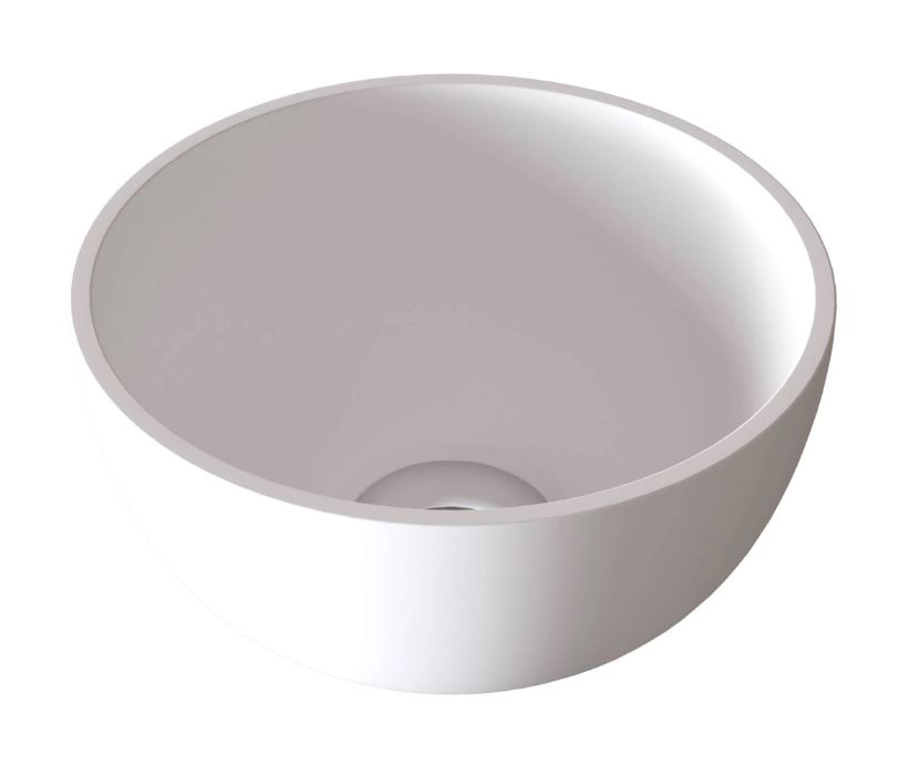 Sjithouse Furniture Ice ronde waskom 20cm solid surface mat wit