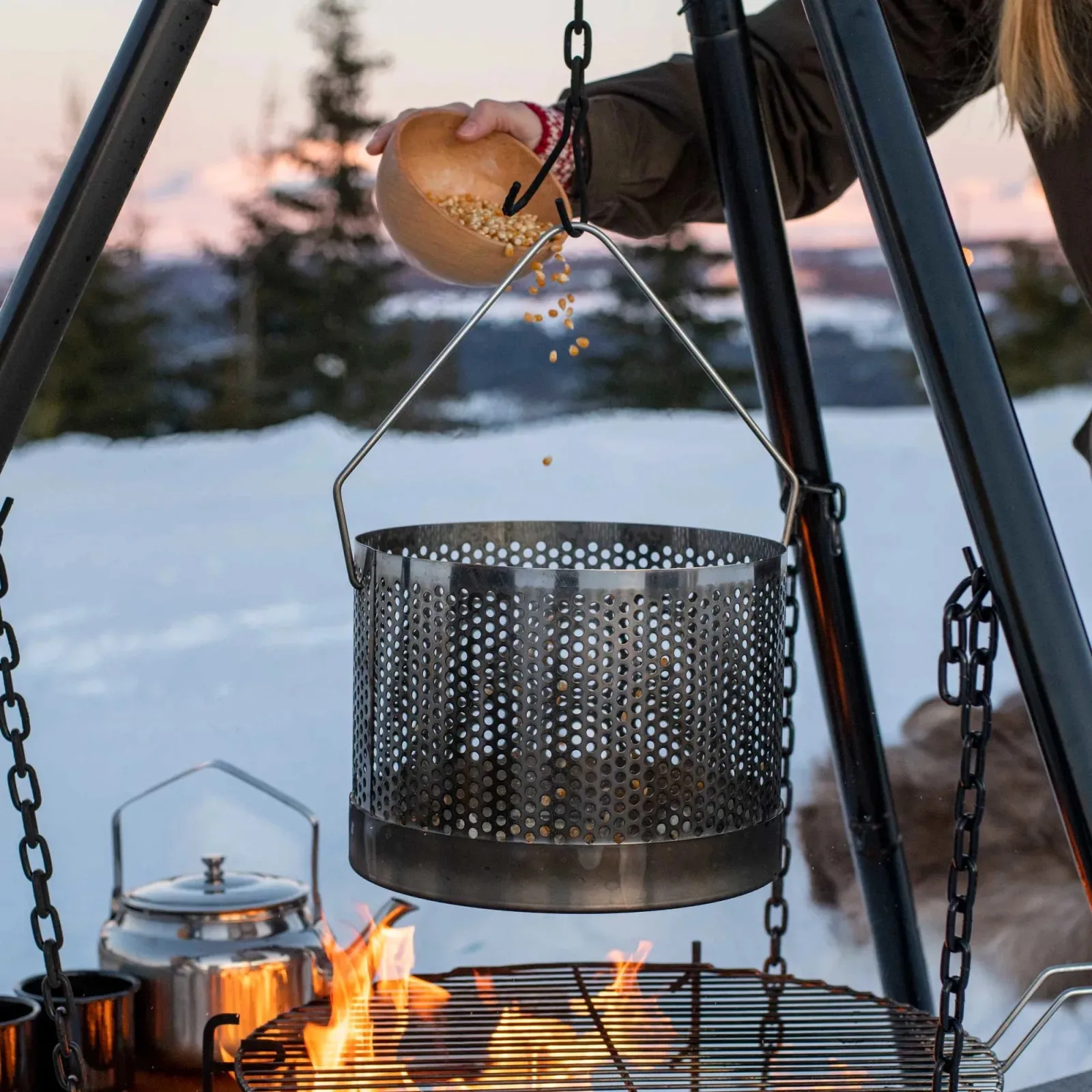 Espegard Popcorngryte i rustfritt stål Stainless Steel
