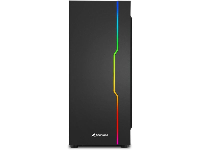 Sharkoon PC-Gehäuse RGB Slider Schwarz Stylischer Gaming-Mid-Tower mit Sichtfenster und RGB-LED-Streifen