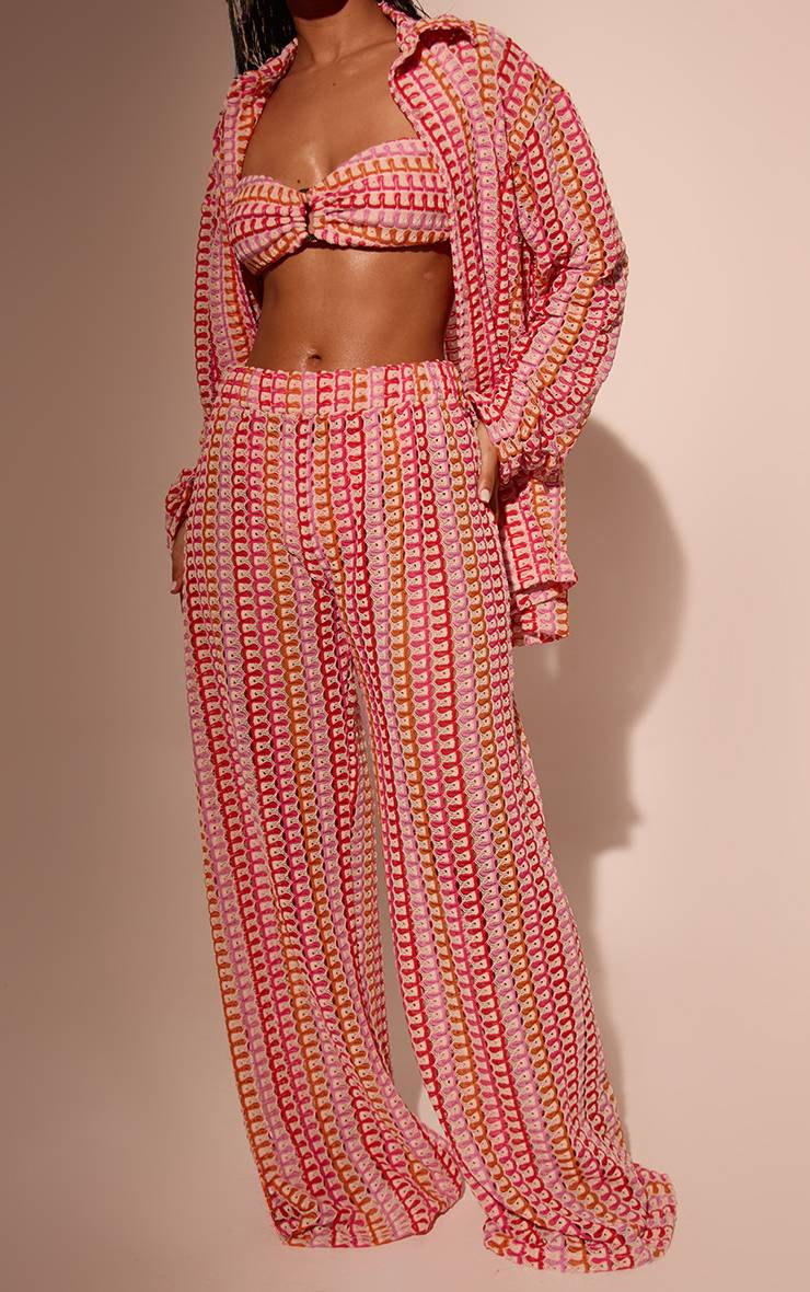 Multicolore Pantalon De Plage Vaporeux Au Crochet