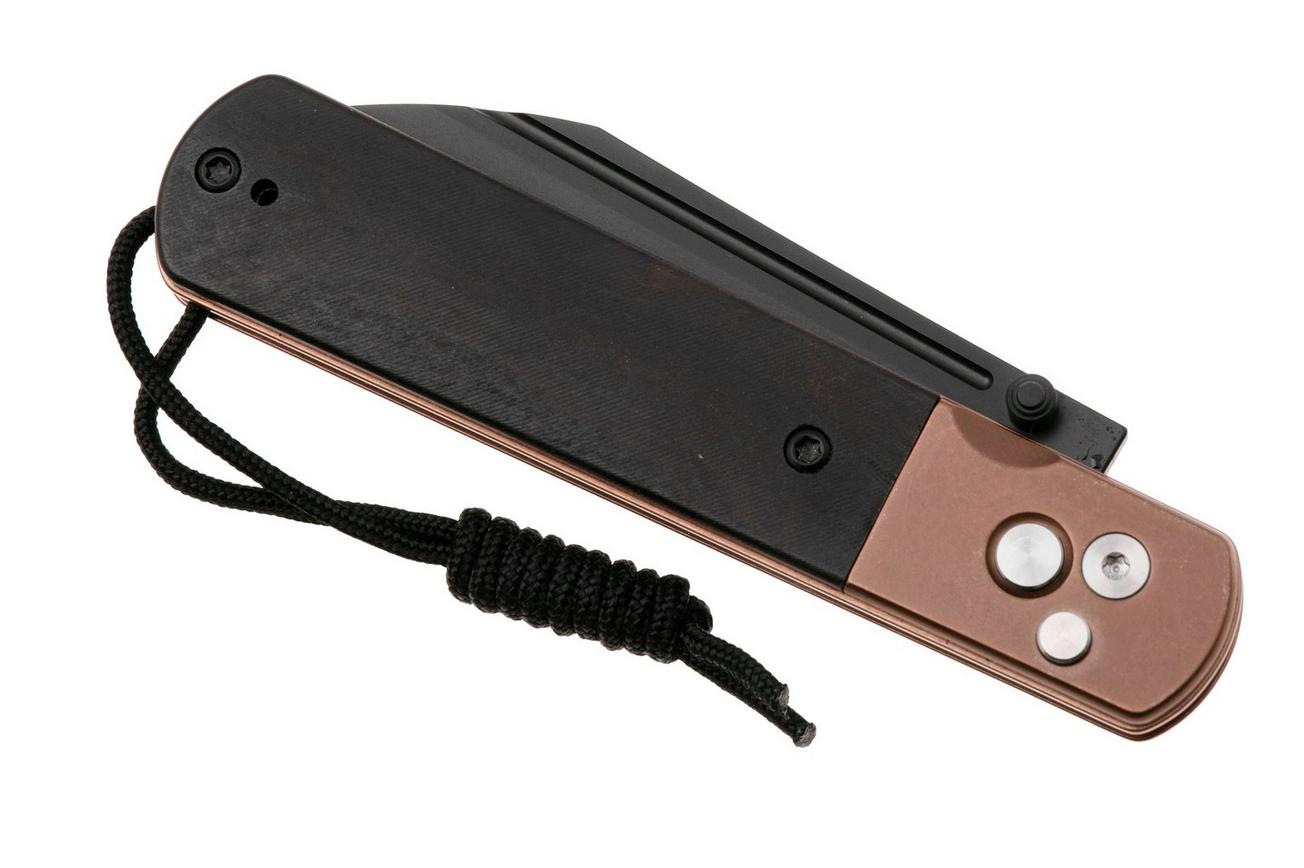 Artisan Cutlery Holm 1875P-BRG, Black PVD AR-RPM9, Black PVD Steel, Black G10 Inlay, Rose Gold PVD Hardware zakmes