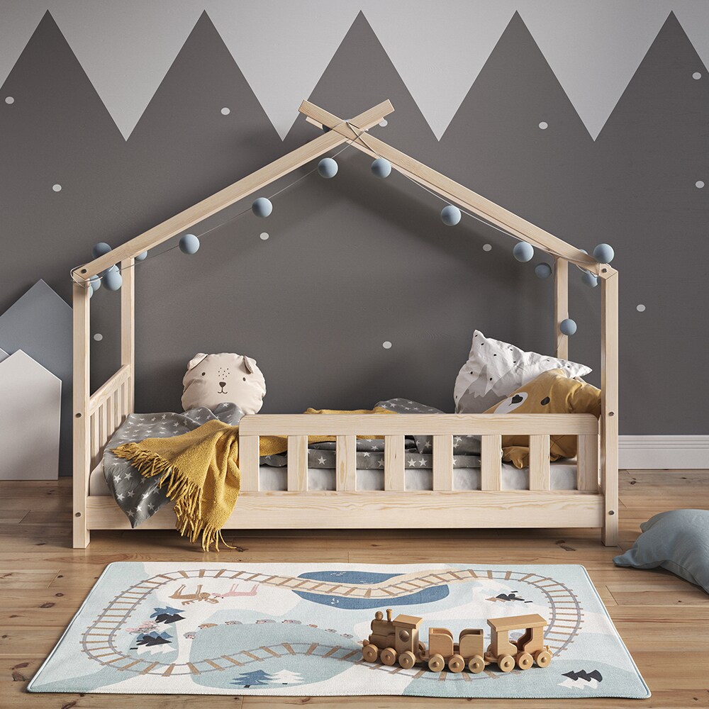 VitaliSpa Rausfallschutz für Kinderbett Bettschutzgitter Bettgitter 120cm Natur