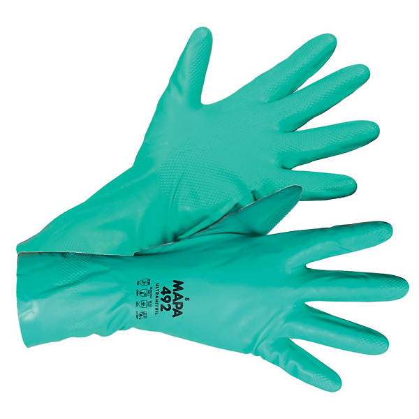 Gants protection chimique nitrile Mapa Ultranitril 492 taille 9, lot de 10 paires