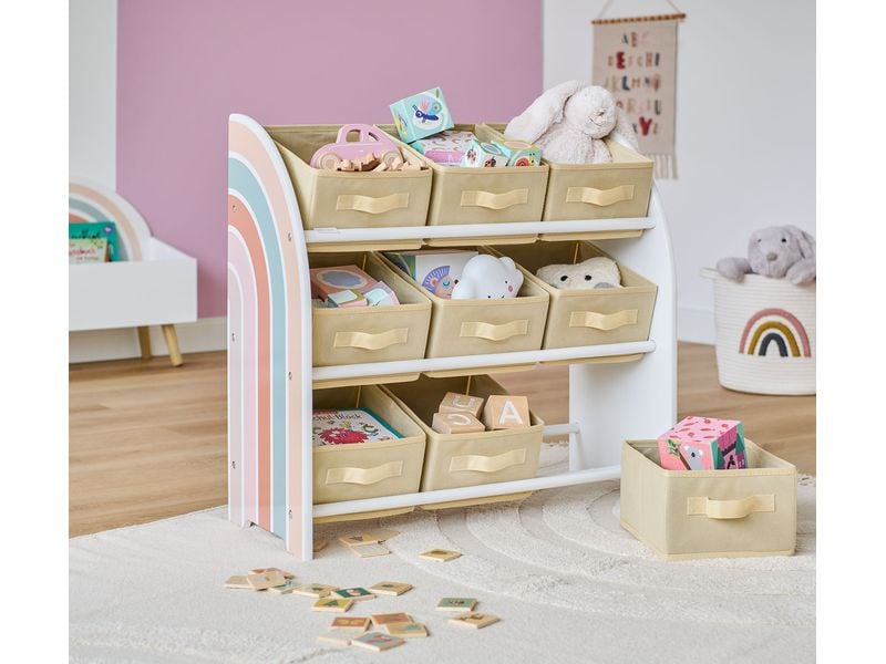 Zeller Present Kinderegal Rainbow mit 9 Boxen 65 x 30 x 64 Spielzeug-Organizer