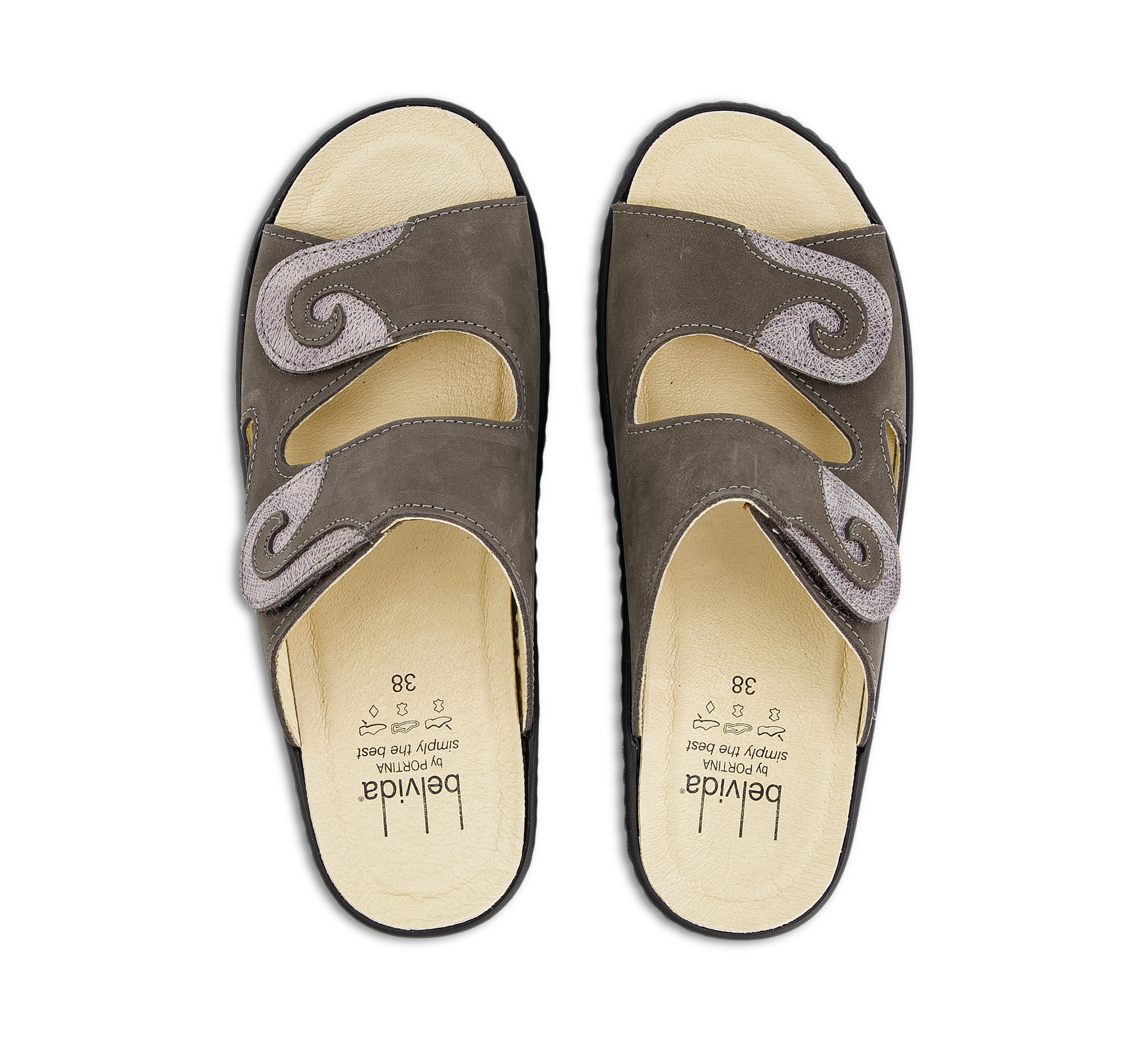 Belvida Offene Hausschuhe beige/taupegrau