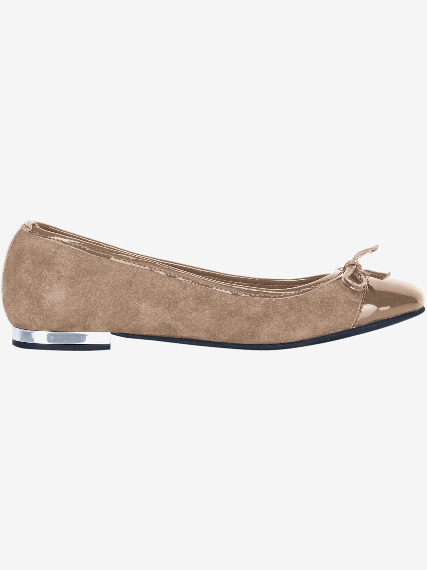 Ballerines cuir velours vachette et matière synthétique vernie