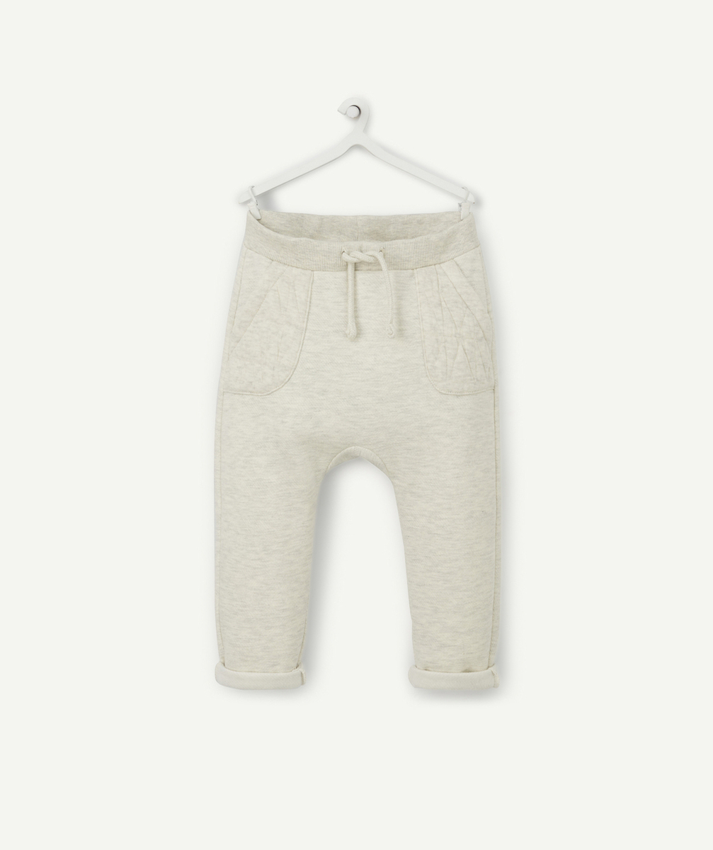 PANTALON BÉBÉ GARÇON EN MOLLETON ET FIBRES RECYCLÉES GRIS CHINÉ
