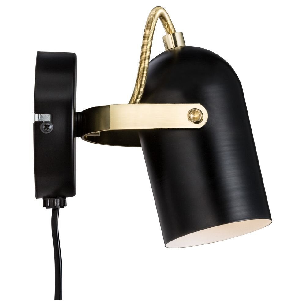 Lotus wandlamp in zwart en messing E14