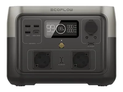 EcoFlow RIVER 2 Max - Transportabel strømstation - AC 220-240/ DC 11-50/12/24 V - 1000 Watt - litiumjernfosfat - 512 Wh - Wi-Fi, Bluetooth - output-stikforbindelser: 9 - Europa