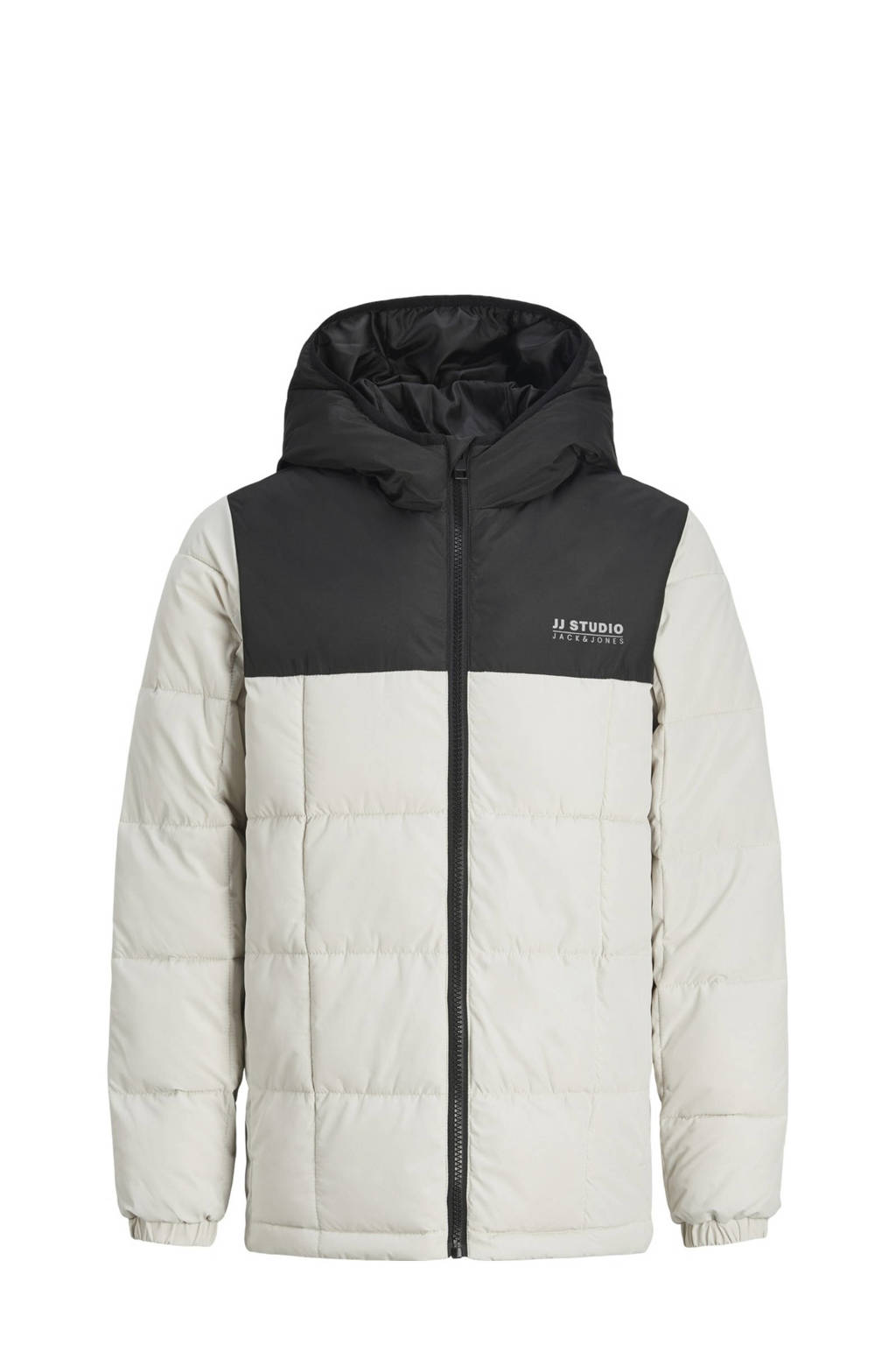 JACK & JONES gewatteerde winterjas wit/zwart