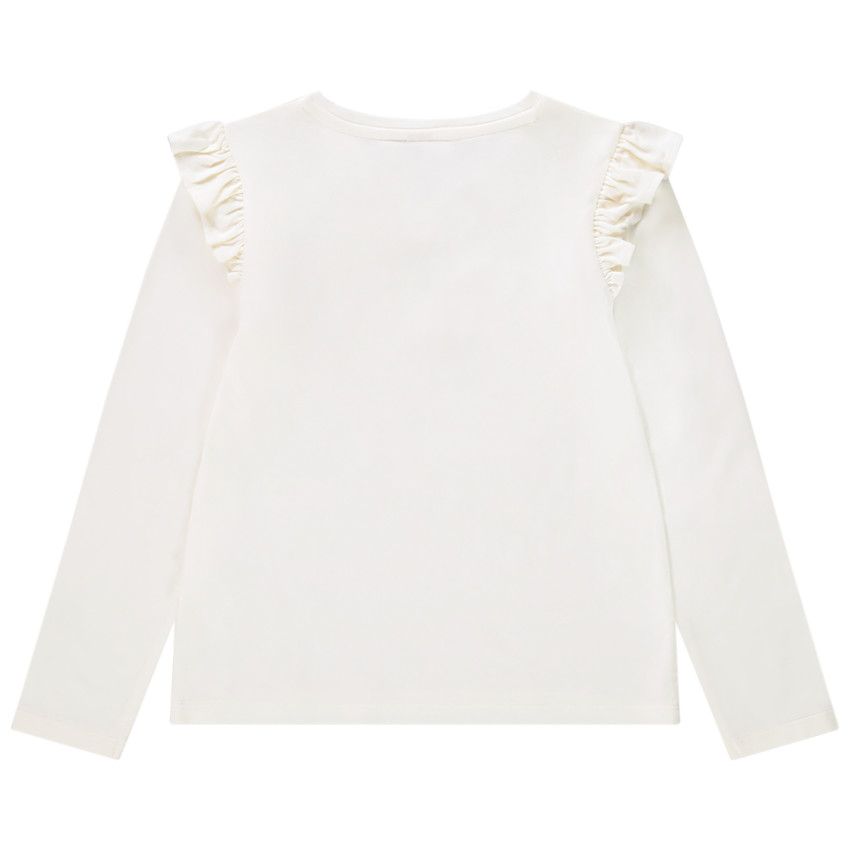 T-shirt manches longues à sequins magiques pour fille - Ecru