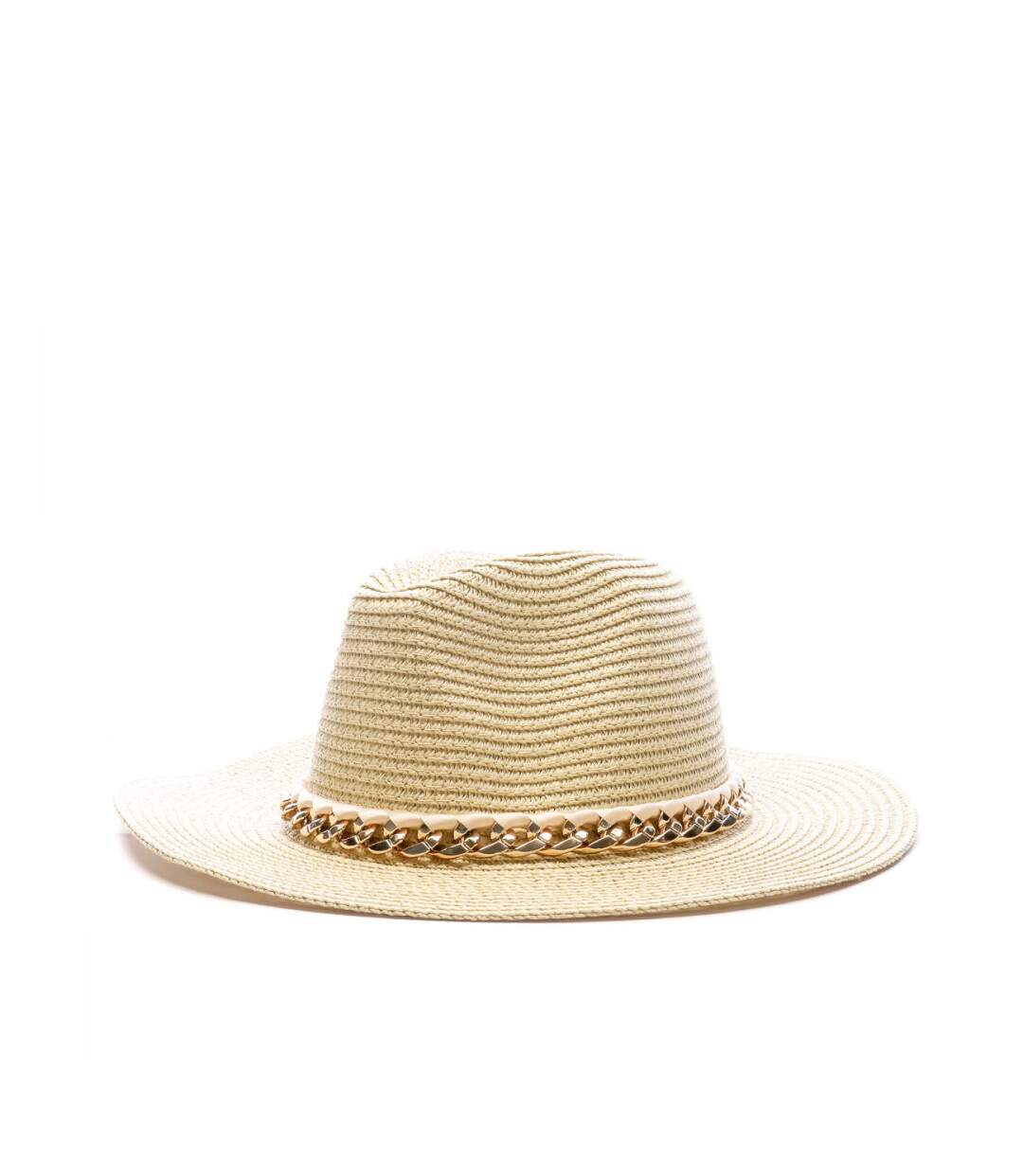 Chapeau Beige/Chaîne Femme Emeraude Fedora