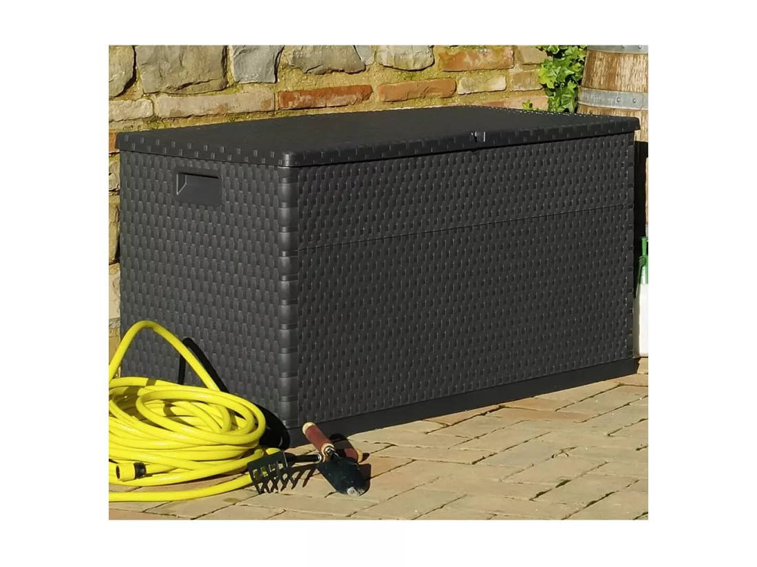 Boîte de stockage de jardin Anthracite 120x56x63 cm PP Rotin