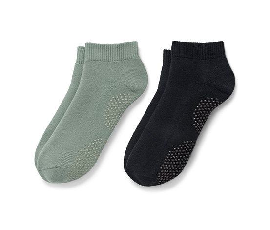 2 Paar Yogasocken, salbei/schwarz