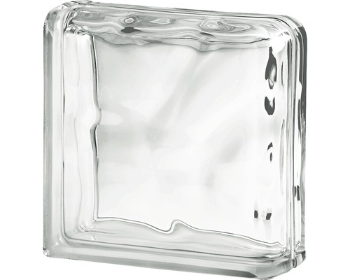 Glazen blok wolk dubbel eindblok wit 19 x 19 x 8 cm