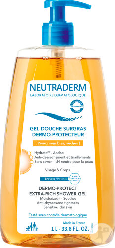 Neutraderm Gel Douche Surgras Dermo-Protecteur Visage Et Corps Peaux Sèches Et Sensibles 1l