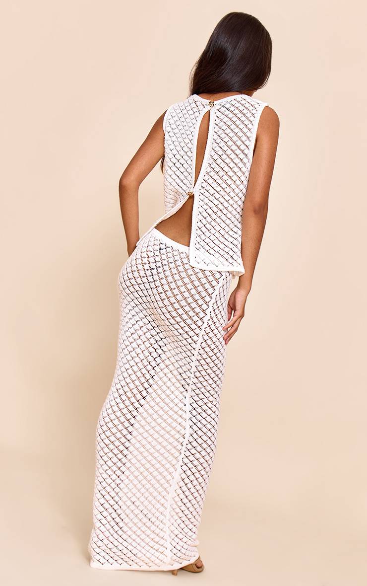 Blanc Jupe Maxi Taille Basse En Maille Petite