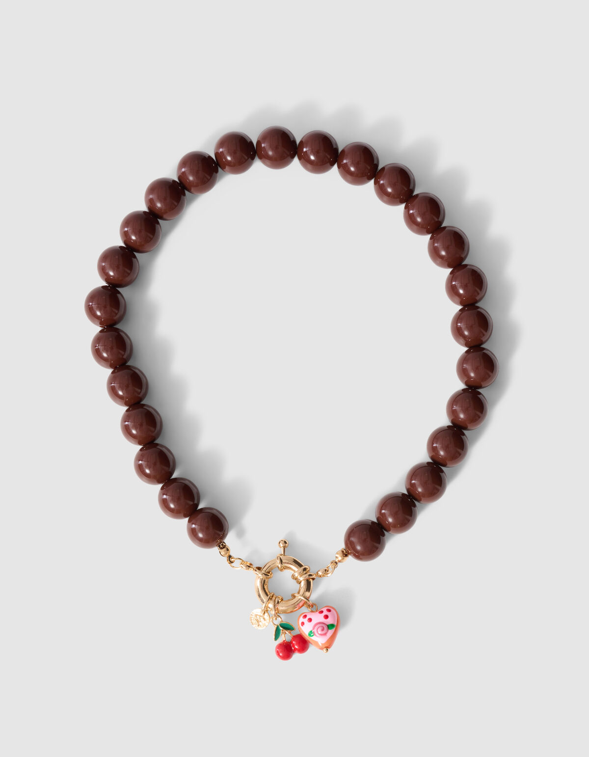 Beaded Charm Ketting Bruin