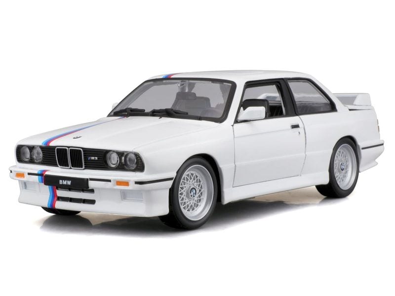 BBurago BMW M3 (E30) 1988 Weiss 1:24 Sammlermodell im Massstab 1:24