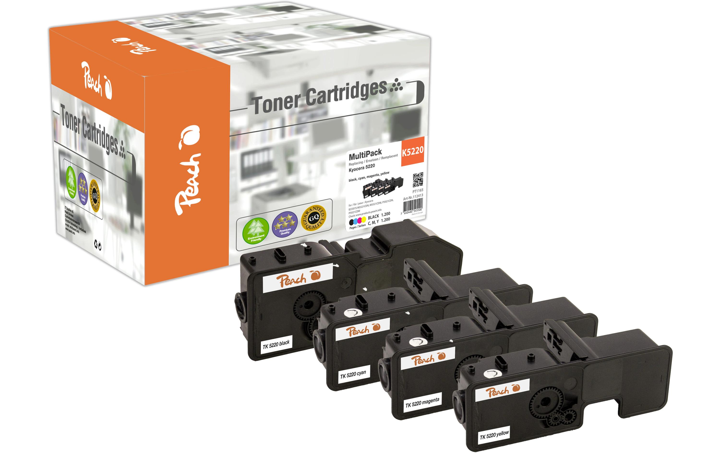 Tonerset Kyocera TK-5220 Multipack BK/C/M/Y<br>Druckerpatrone: Schwarz, Cyan, Magenta und Gelb