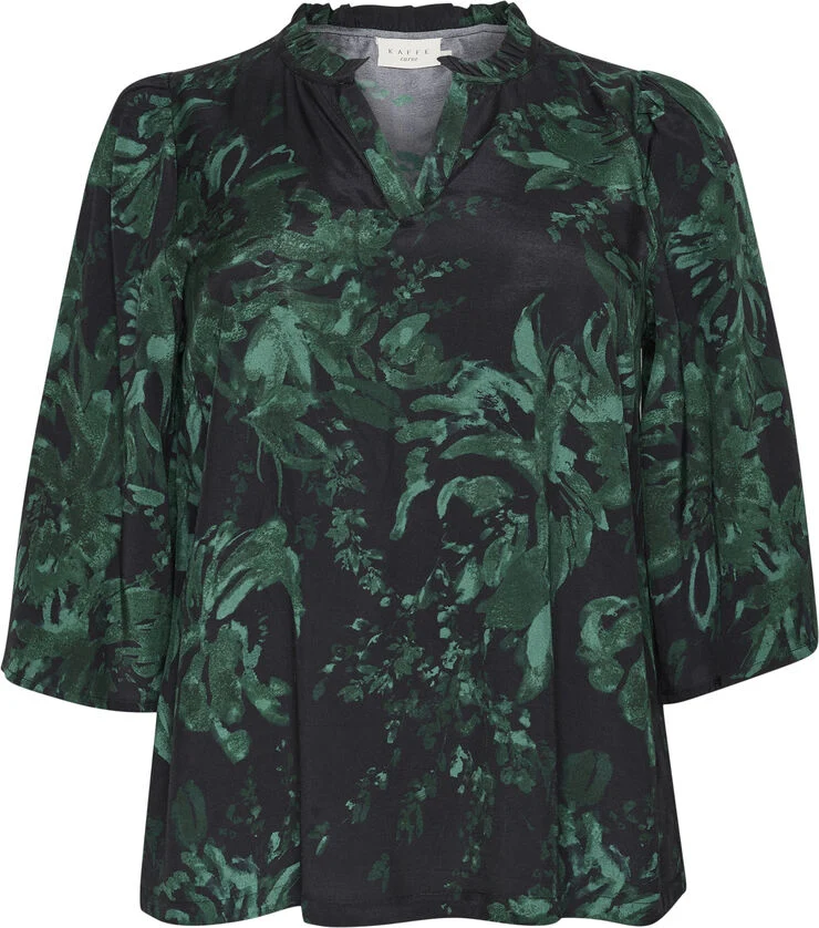 Kaffe Curve KCmina Blouse Black/green painted flower