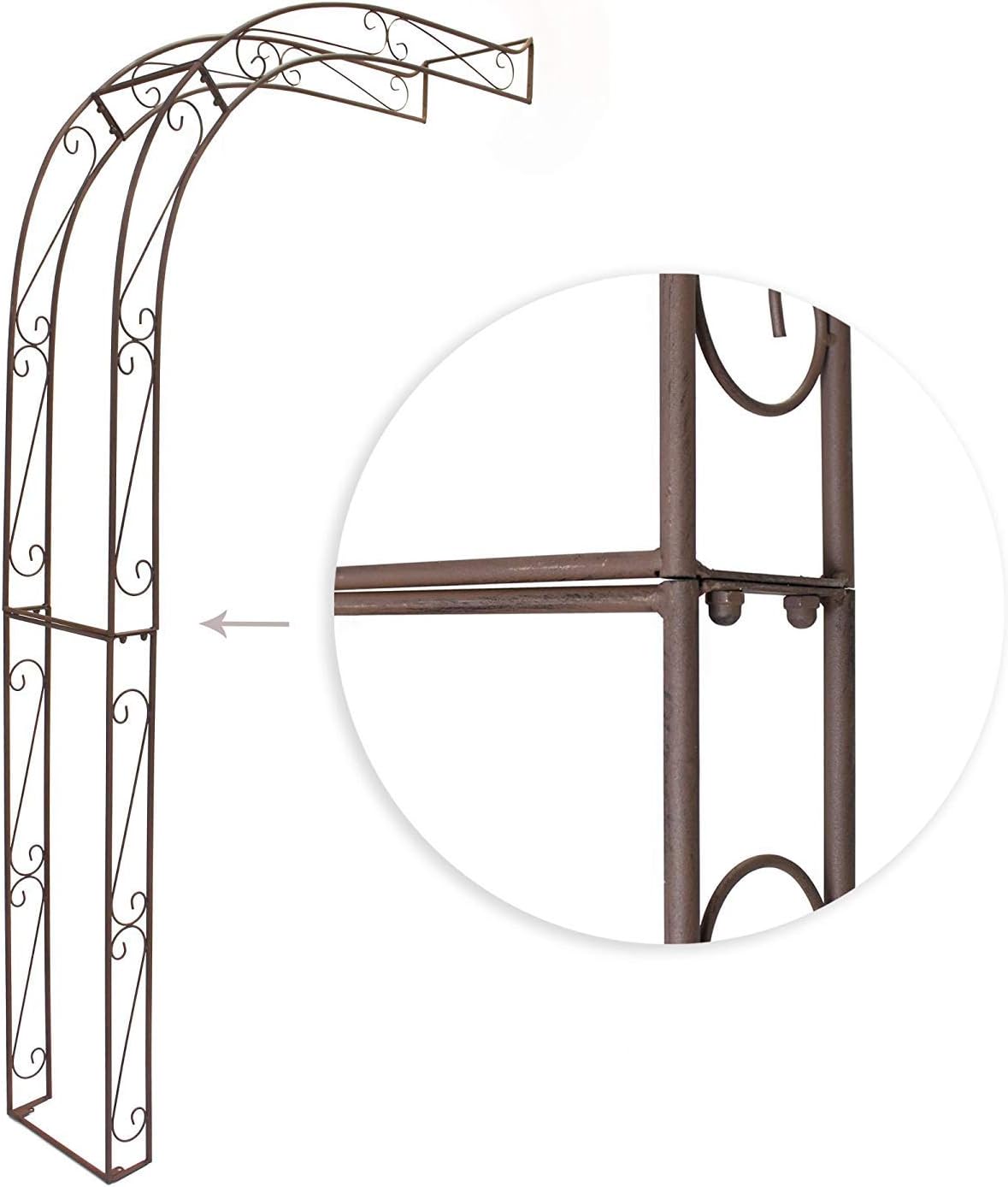 Dekoleidenschaft Rankhilfe Halbbogen aus Metall in Rost-Optik, Rankhilfe, Pergola, Rankbogen, Halb-Rosenbogen, Wandbogen halbrund, Metallbogen, Spalier