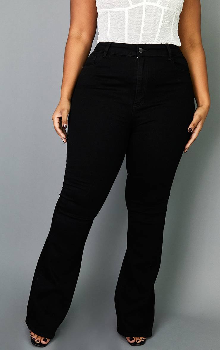 Noir Jean Denim Évasé Plus