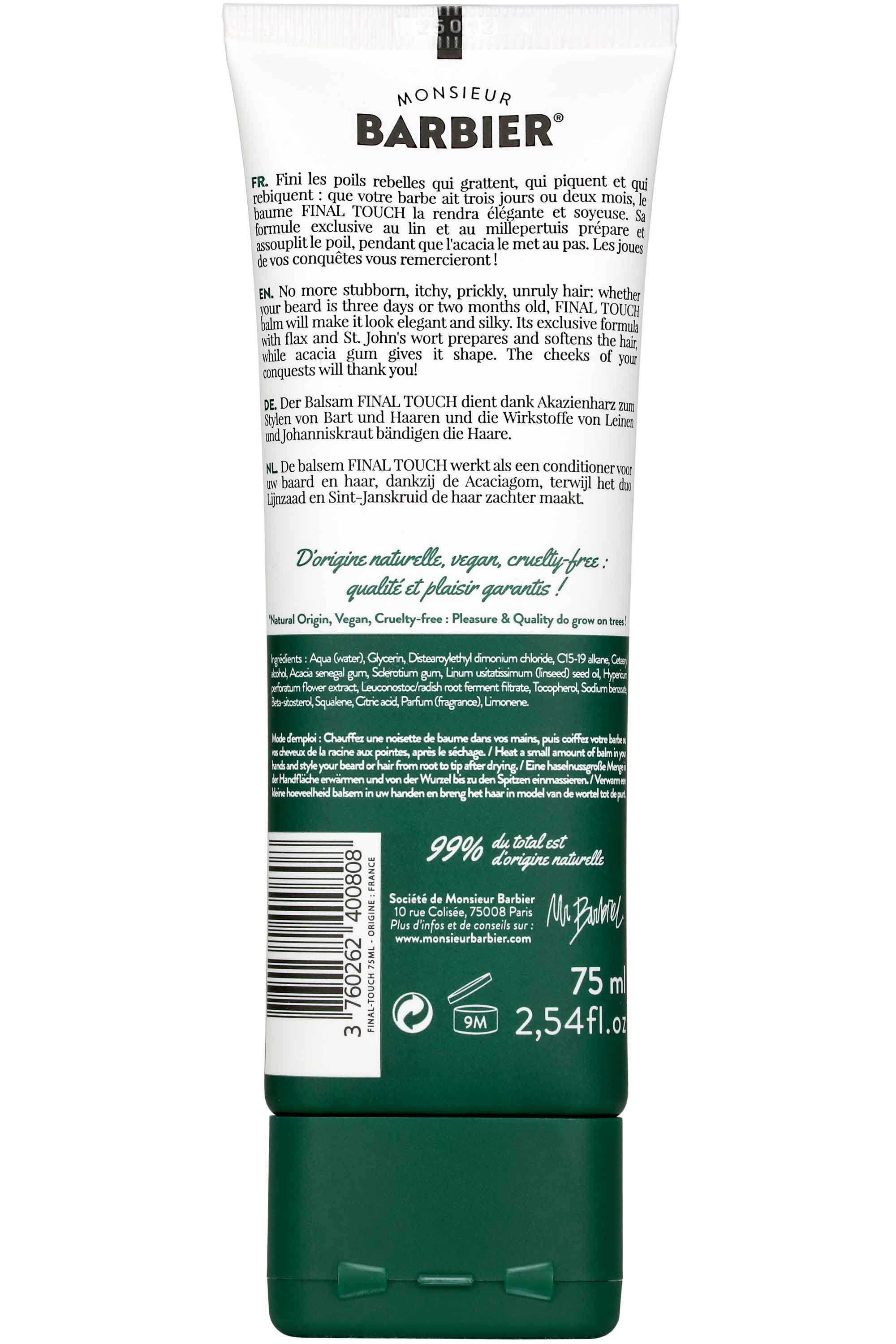 Monsieur Barbier Baume coiffant barbe et cheveux Final Touch-75 ml