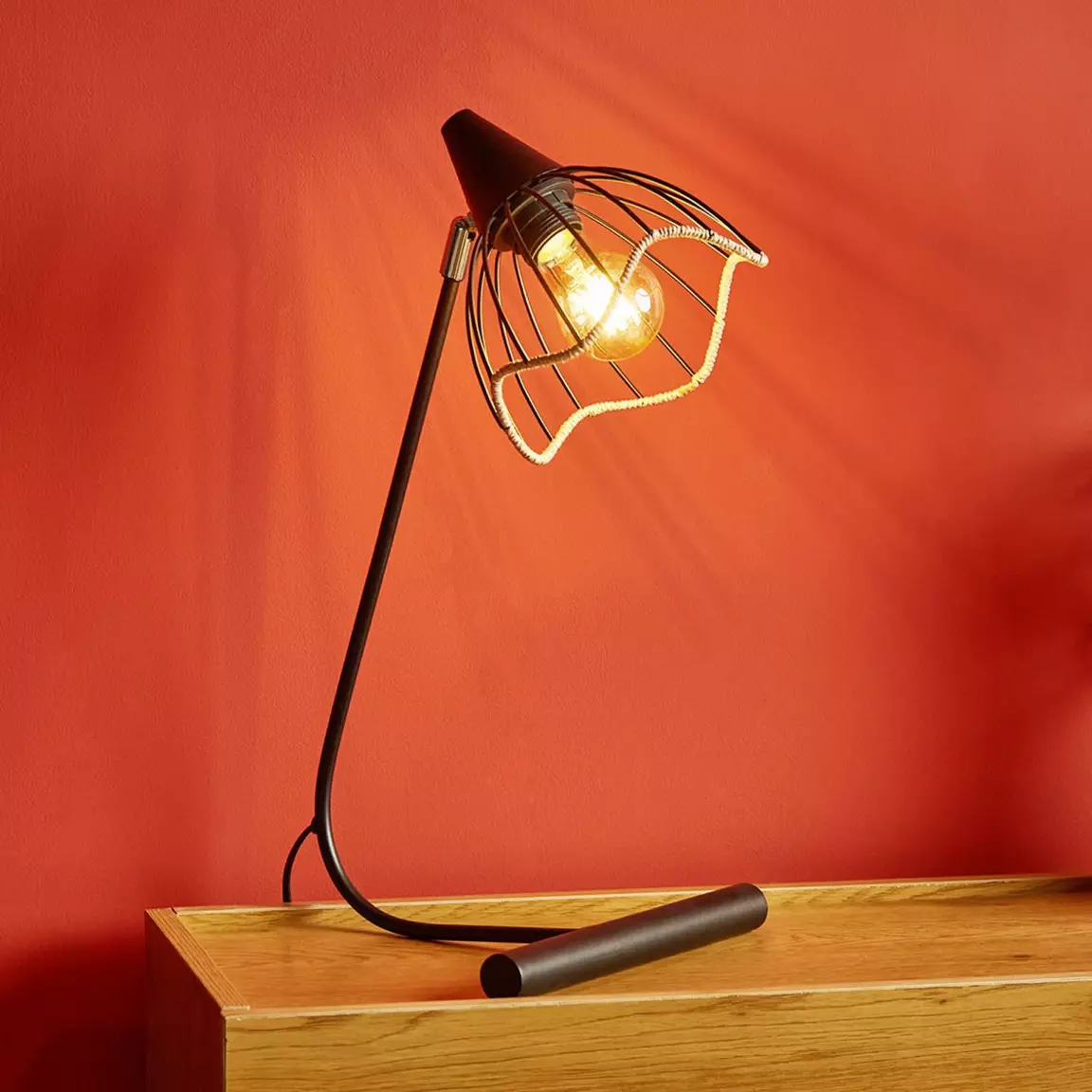 Lampe à poser corde tressée (H48 cm) Dona Noir