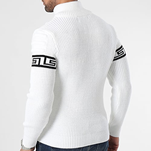 Pull Col Zippé Blanc