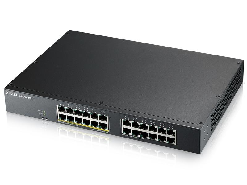 Zyxel PoE  Switch GS1915-24EP 24 Port Smart-Managed GbE-PoE-Switch mit 24 Ports (12x PoE ) mit Nebula