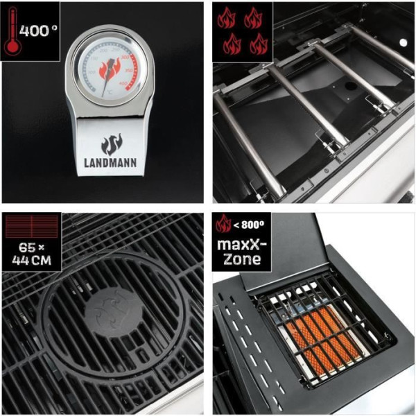 Landmann triton pts maxx 4.1 gaz to coal barecue gaz 4 feux + 1 brûleur latéral