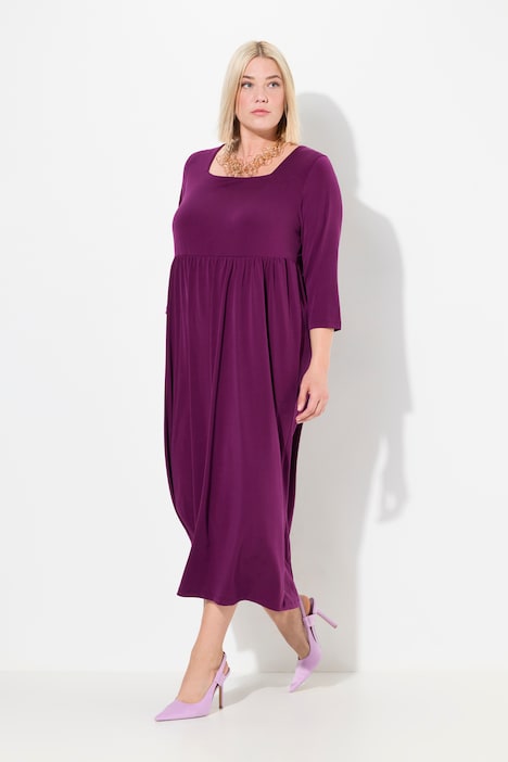 Jerseykleid, A-Linie, Farbe, Carree-Ausschnitt