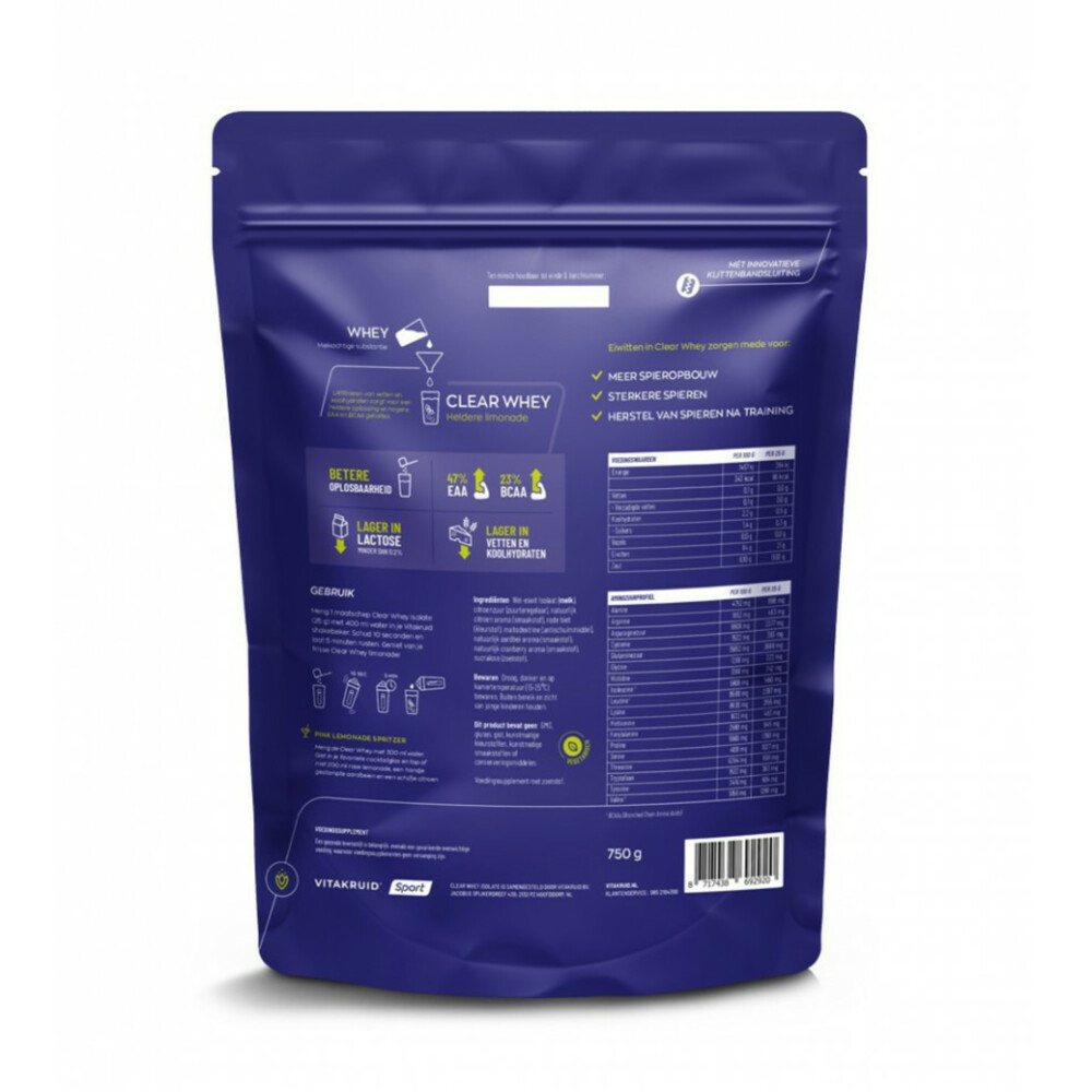 Vitakruid Clear Whey Isolate Pink Lemonade750 gr
