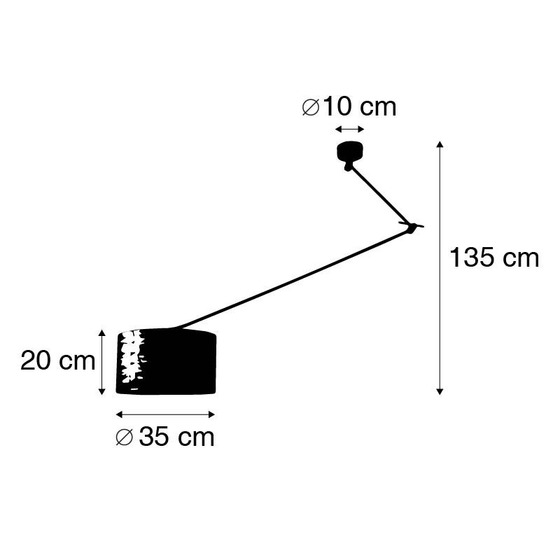 Hanglamp zwart met kap 35 cm donkergrijs verstelbaar - Blitz I