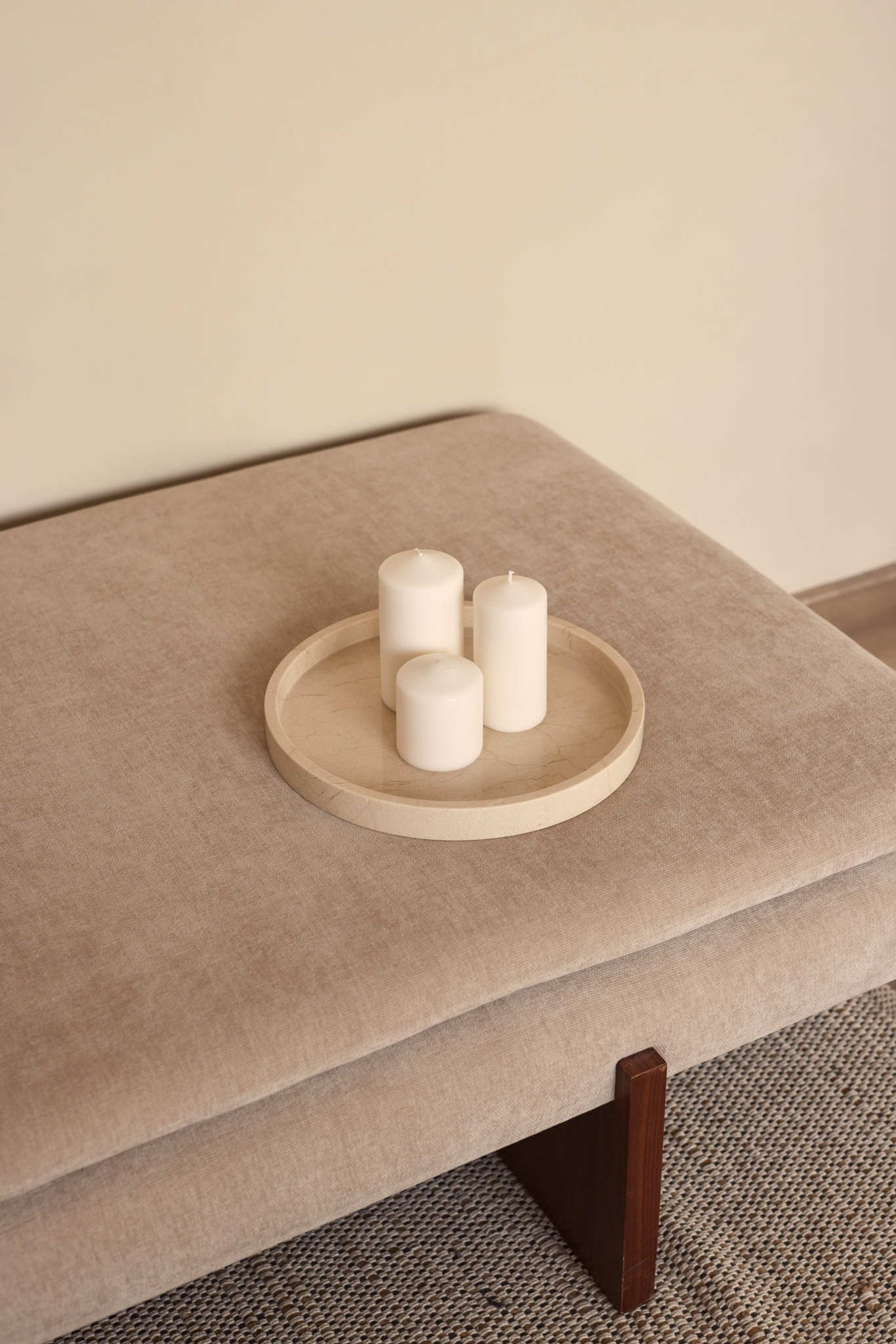 Marmer dienblad rond met rand  Ø30cm beige