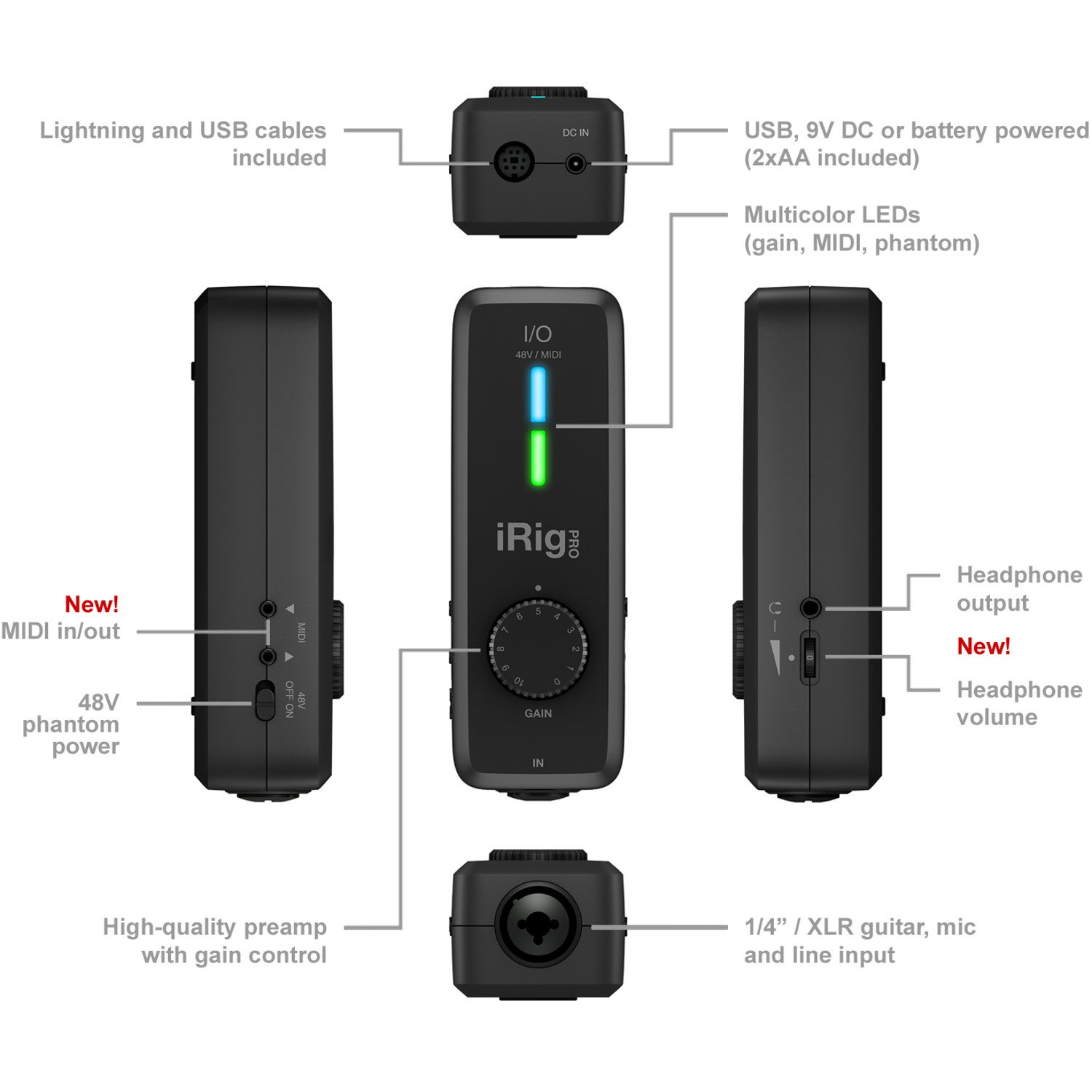 IK Multimedia iRig Pro I/O mobiele audio/MIDI interface