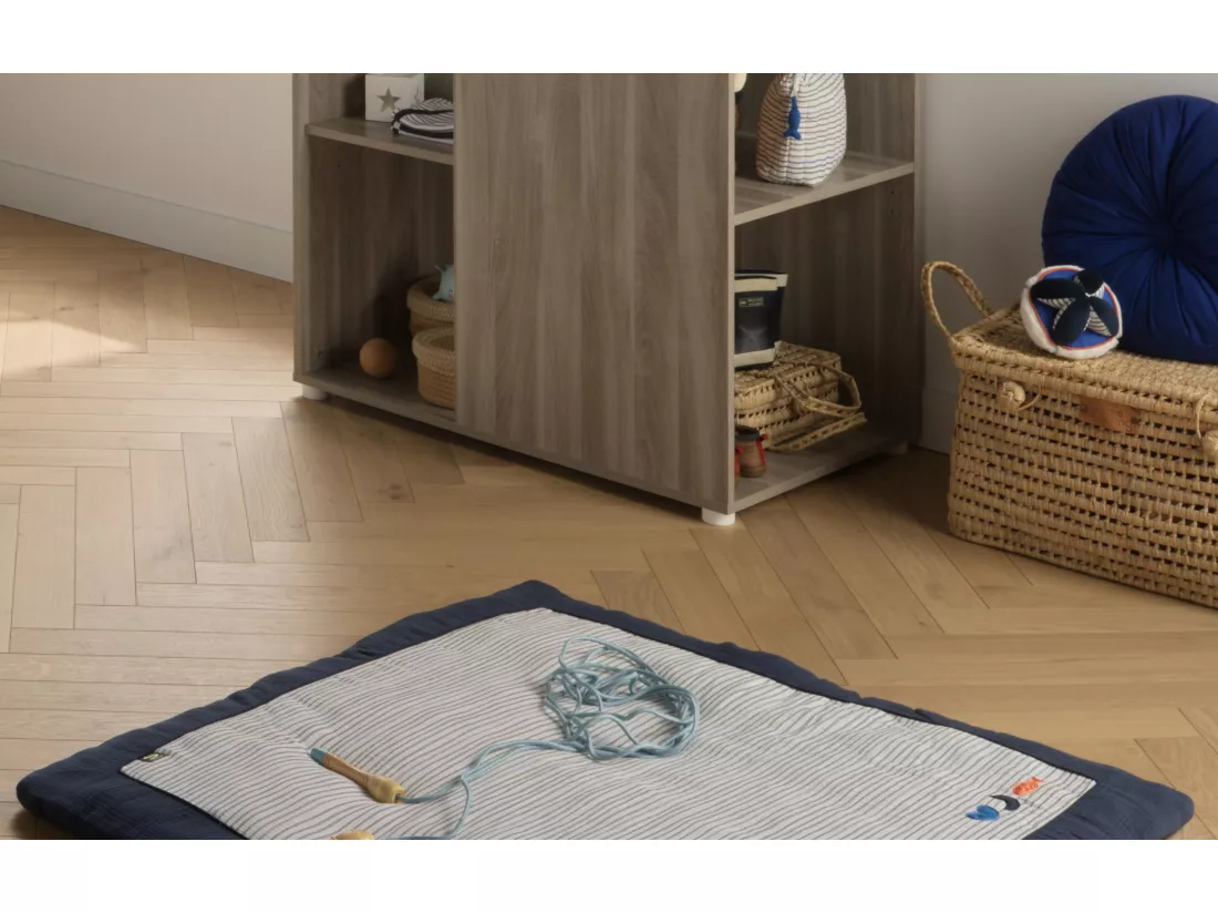 Grand tapis de jeu en double gaze de coton marinière