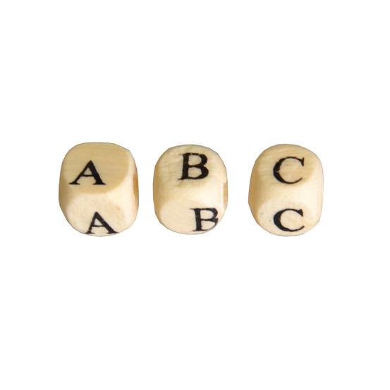 Perles Alphabet, en bois 8x8mm