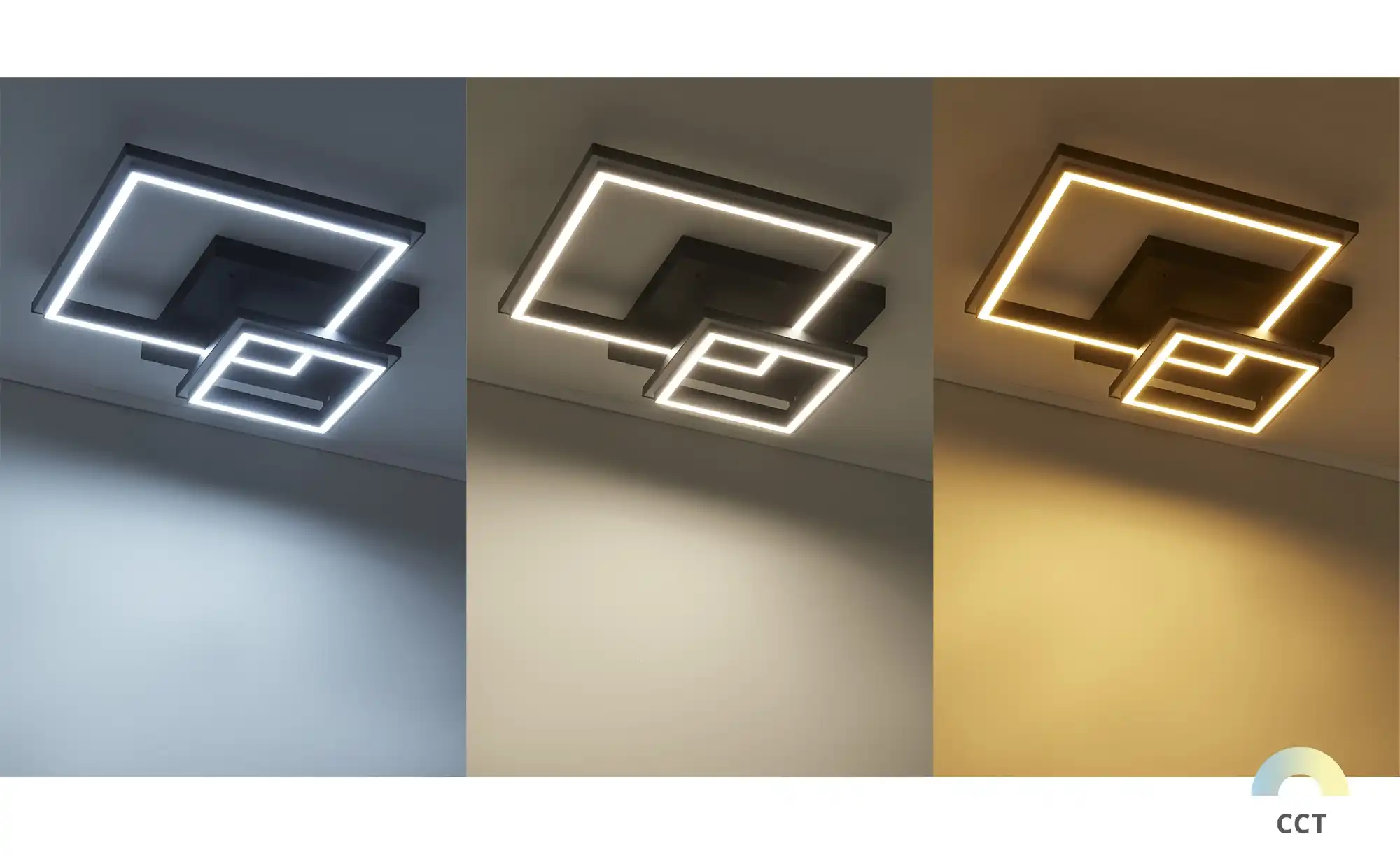 KHG Smart-Home Deckenleuchte, schwarz `Vierecke`