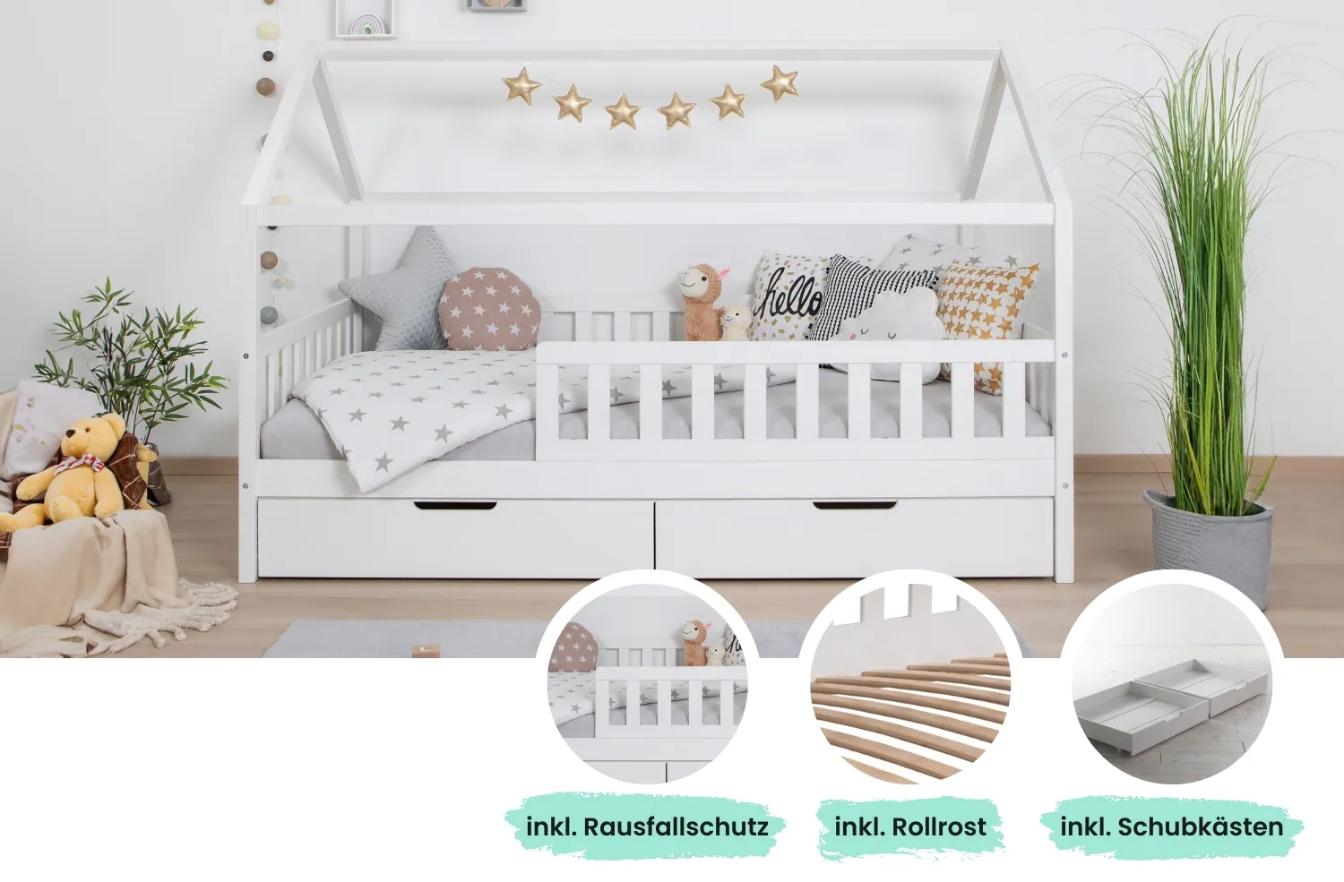 TiCAA Kinderbett Hausbett 
