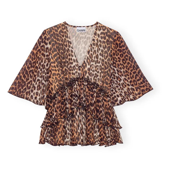 Ganni Blouse Georgette Fibres Recyclées | Léopard