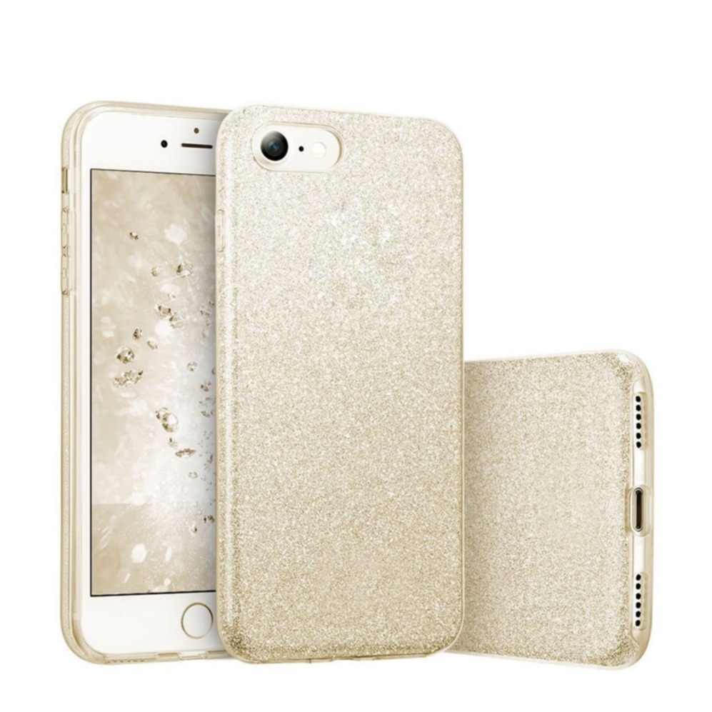 iPhone SE (2022/2020) / 8 / 7 Gummi Hülle   Hard Cover im Glitzer Design - Gold