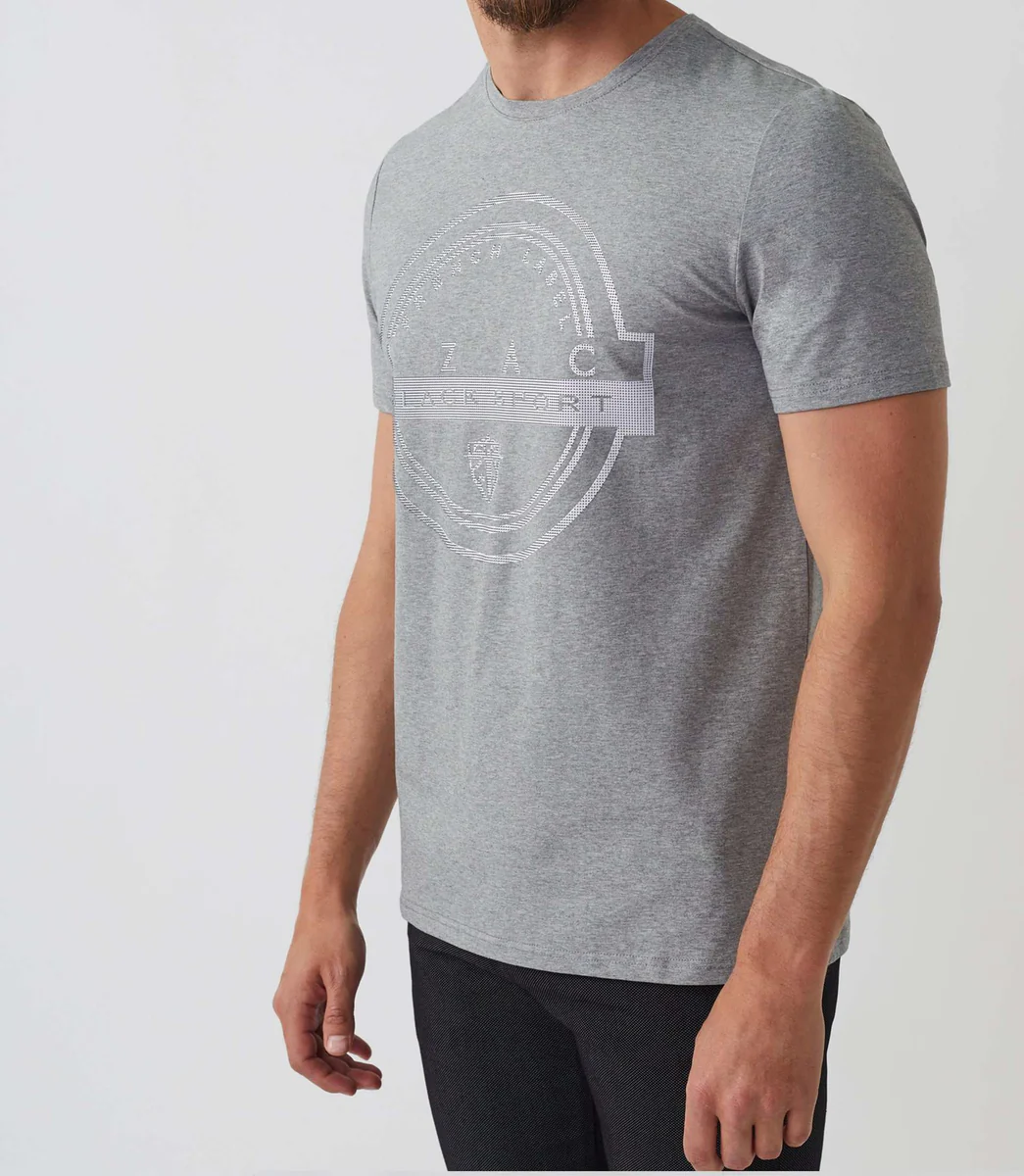 T-shirt col rond avec logo gris chiné 