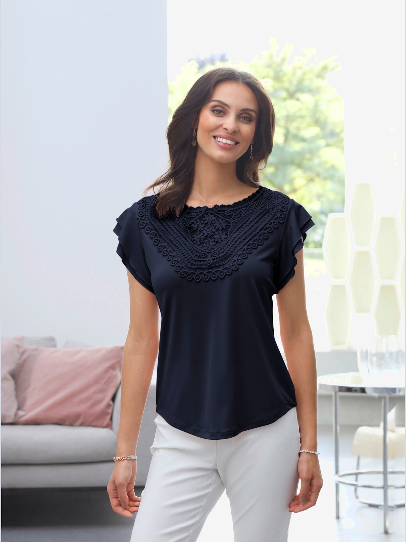 T-shirt à manches courtes superbe dentelle