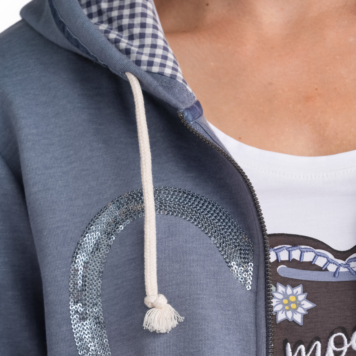 Gina Benotti Damen Sweatjacke mit Herz-Motiv hellblau