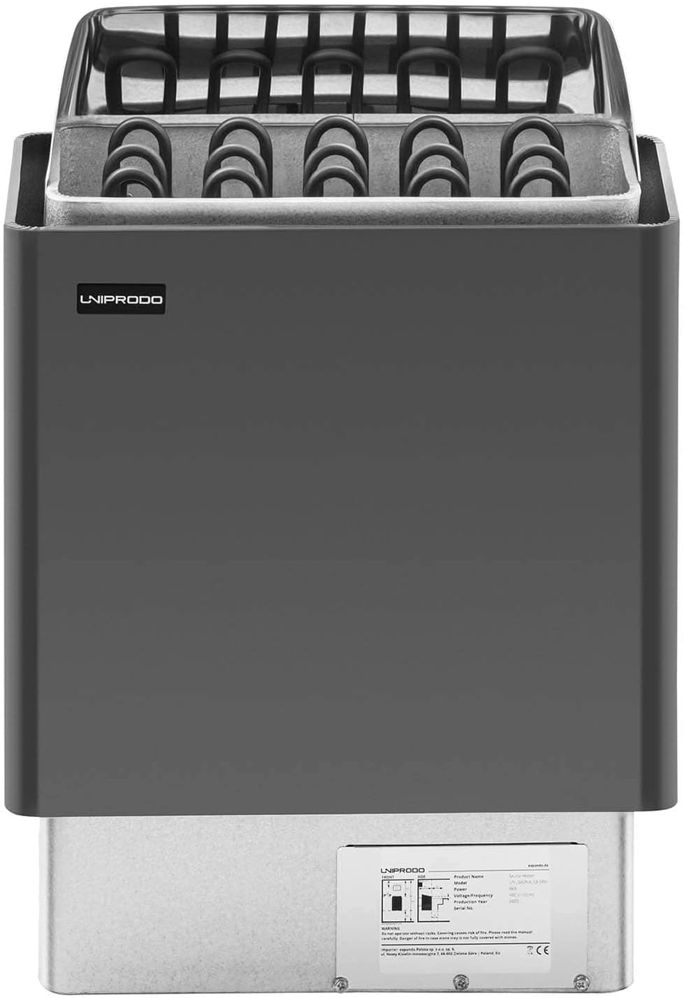 UNI_SAUNA_G8.0KW Saunaofen elektrisch 8 kW 30 bis 110 °C Überhitzungsschutz Thermostat Saunaheizung Sauna Ofen für 8-12 m³ Saunen Saunazubehör Wandmontage möglich Trockendampfsauna