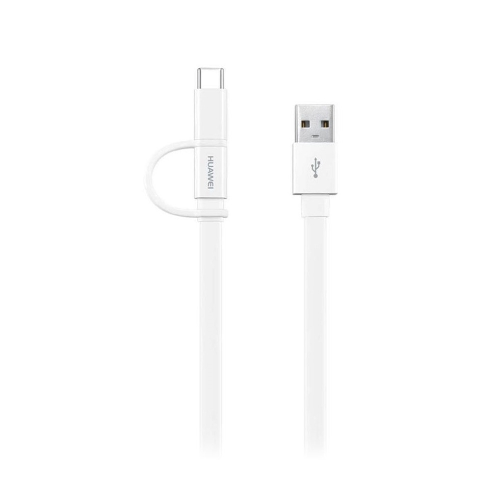 (1.5m) 2A Combo 2in1 USB C   Micro USB Ladekabel Datenkabel (AP55S) - Weiss
